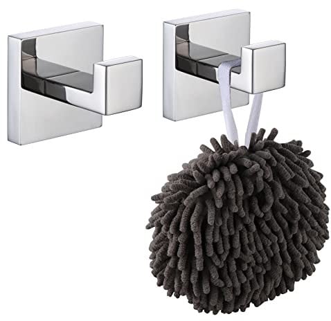 KOKOSIRI B1010CH-P2 Handtuchhaken, Wandhalterung, quadratisch, Kleiderhaken, Badezimmer, Küche, Garage, strapazierfähig, Wandmontage, SUS 304 Edelstahl, poliertes Chrom
