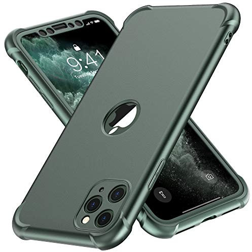 ORETECH Coque Compatible avec iPhone 11 Pro Max, avec 2 x Protecteur D'écran en Verre Trempé Housse Hybride Robuste 2 en 1 Antichoc Anti Rayures PC TPU Coque pour iPhone 11 Pro Max 6.5 Vert foncé