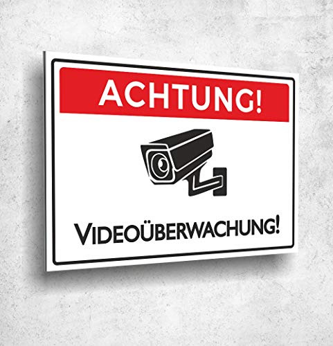 Schild Achtung Videoüberwachung UV Druck 20 x 30cm - 3mm Aluverbund - Made in Germany - Art.Nr. 1022
