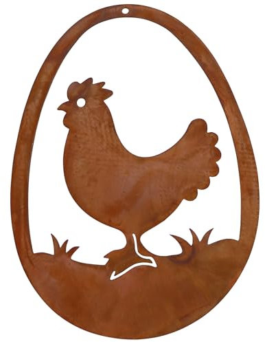 Rostikal Osterdeko für draußen 15 x 11 cm Fensterdeko hängend Vintage Deko Frühling Rost Deko