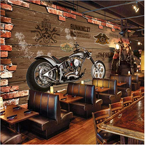 ZLLHAPPY Papier Peint Intissé 3D Effet Moto Hors Route Noire: Décor Murale Effet Trompe L’Oeil - Revêtement Panoramique Tapisserie XXL - Pose Facile Et Qualité HD-250x175cm