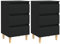 vidaXL Tables de Chevet avec Pieds en Bois 2 pcs, Armoires de Nuit avec Rangement, Armoires de Lit, Meubles de Chambre, Scandinave, Noir