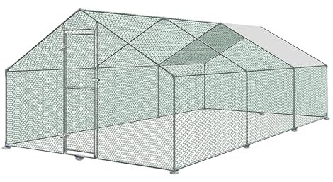 UISEBRT Pollaio per Esterni Piccoli - con Tetto in PE, Gabbia per Polli da Esterno in Acciaio Zincato per Pollame, Pollai, Conigli (3x6x2m)