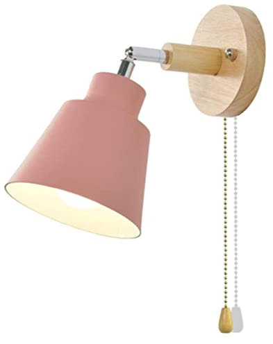 HUA5D Rose Applique Murale Interieur Avec Interrupteur Tirette Design Moderne por Chambre Salon,E27 Applique Murale Vintage Retro Spots Muraux,Lampe De Lecture De Chevet,Rotation À 350 Degrés, Pink