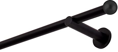 Gardinenstange schwarz 160 cm 1-läufig 19 mm aus Metall Wandbefestigung Kugel