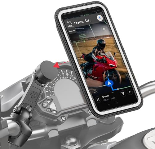 Shapeheart innovation française, Support téléphone moto magnétique Pro avec bras articulé et pochette imperméable détachable, absorbe les vibrations. Porte téléphone pour guidon moto, scooter