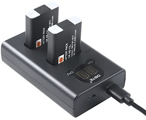 DSTE 2X NB-13L Replacement Battery + Dual USB Charger with LCD Display Compatible with Canon PowerShot SX620,SX720,SX730,SX740,G1 X Mark III