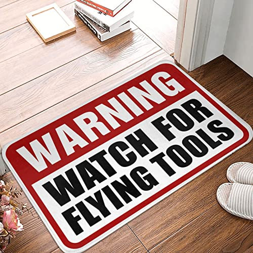 Home Alone Door Mat Warning Watch for Flying Tools Mat Man Cave Decor Welcome Home Door Mat ( Size : 65X90CM )