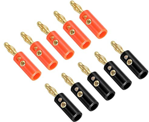 PATIKIL 20 Pack Banana Plugs Connector Screw Type Speaker Banana Plugs 4mm Gold-Plated Alloy Red Black for Speaker Wires, Sound Systems, Video Receivers, Home Theater