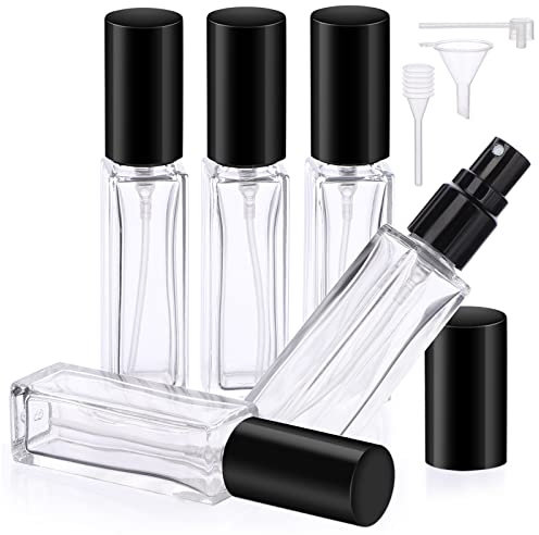 Segbeauty Atomizador Perfume Recargable, Pulverizador Colonia 10ml, 5 Piezas Pulverizador Pequeño Perfume, Portátil Vidrio Vacías de Perfume, Porta Perfume para Viaje Hombres y Mujeres (Transparente)