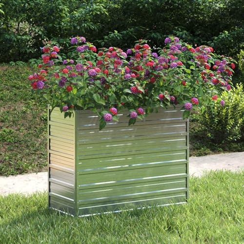 Keketa Homgoday Metall-Hochbeet 100x40x77 cm für Balkon & Garten - Verzinkter Stahl, Silber, für Gemüse, Blumen & Kräuter