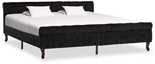 INLIFE Bettgestell Schwarz Samt 180 x 200 cm,Schwarz,36.6KG,288555