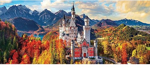 DCIDBEI Diamond Painting Berge 110x50 cm für Erwachsene - Landschaften mit Schloss Neuschwanstein - Ländliche Landschaft Diamant Bilder