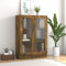 Homvdxl Floor Display Cabinet, 3-Tier Tall Bookshelf with Glass Doors 3 Cube Shelves, Bookcase Sideboard Cabinet for Bedroom, Living Room, Kitchen, Home Office (Oak)