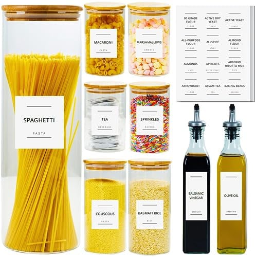 Fix Space 356 Pantry Labels - UK Based Ingredients - Waterproof Pantry Labels Jars - Kitchen Labels Containers - Perfect Pantry Kitchen Jar Labels- Storage & Organisation Jar Labels (Pantry Labels)