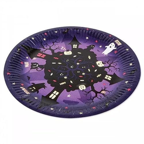 Lutz Mauder 8 Teller * HALLOWEEN * aus Pappe für Kindergeburtstag und Mottoparty | 23cm Größe | Kinder Geburtstag Party Pappteller Partyteller Plates Grusel Kürbis TapirElla