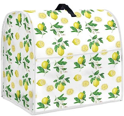 TOADDMOS Yellow Lemon Leaves Print Kitchen Aid Mixer Cover with Pockets Compatible with 6-8 Quarts Kitchen Aid,Kitchen Aid Mixer Accessories Decor