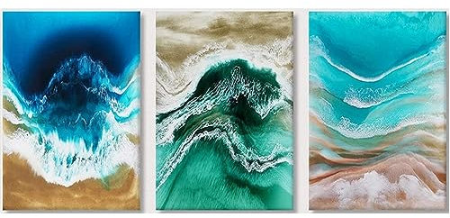 ChesKi 3 Teilig DIY 5D Diamant Malerei Kit Meereslandschaft Küstenozean Diamant Kreuzstich Malerei,Vollbohrer Diamantkunst Mosaikherstellung,DIY Diamond Painting Bilder Basteln Wand Décor 60x90cm