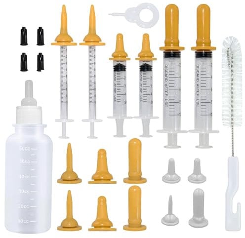 Aidiyapet Kitten Bottles, Pet Feeding Syringe Nipple Bottles, Puppy Kitten Whelping Kit, for Puppy Squirrels Rabbit and Other Newborn Pets (18Pack)