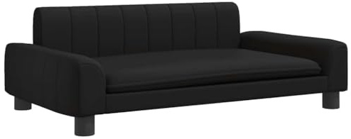 vidaXL Hundebett, Hundekissen mit weicher Polsterung, Hundesofa Hundecouch für kleine Hunde Haustiere, Haustierbett Katzenbett, Schwarz Kunstleder