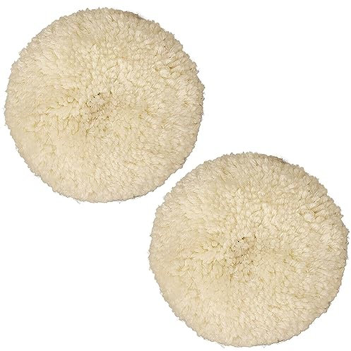 2 Stück Wolle Polierteller Lammfell Pad,6 Inch Ø150mm Auto Polierscheibe,Filzpolierpad,Polierset Polierhauben Wollhaube Polierpad für die Autolackierung Holzmöbel Glaspolierwachs
