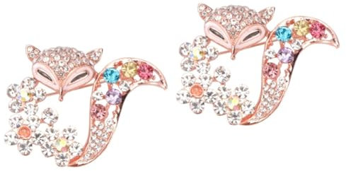 ABOOFAN 2 Stück Fuchs-Corsage Tier-Corsage-Anstecknadel Fuchs-Brosche Geformte Brosche Strass-Accessoires Für Frauen Strass-Brosche Kleid-Accessoires Legierung Corsage-Förmige