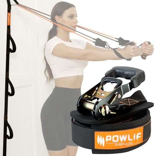 Door Anchor for Resistance Bands with Ratchet Tightener, Door Anchor Straps with 6 Anchor Points (Fits 6-7.7ft Doors), Portable Exercise Band Door Anchor for Home Workouts (Anchor Strap Only)