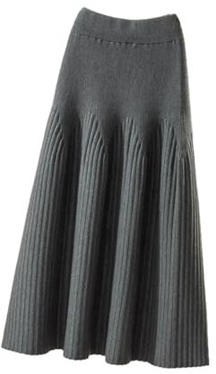 SUIUOI Gonna Lunga Donna Inverno Vita Alta Vintage,Lana Maxi Gonne Vita Elastica Lunga e Linea ad A,Elegante Lunga Gonna A-Line Plissettata Svasata Gonne