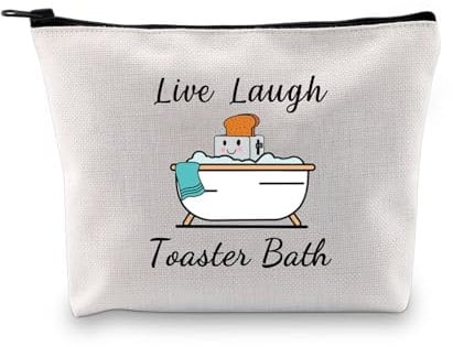 Funny Live Laugh Toaster Bath Makeup Bag Black Humor Cosmetic Bag Funny Toaster Gift Psychologist Gift