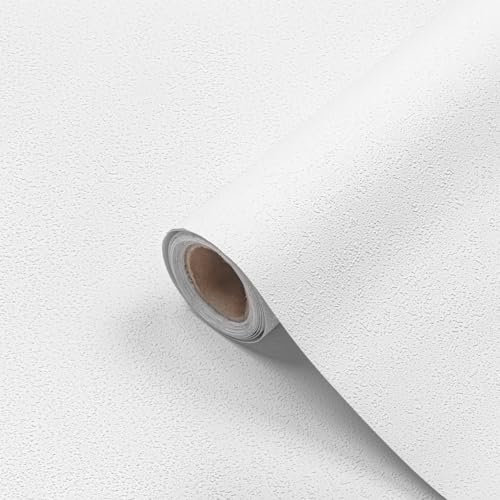 myforHD Selbstklebend Tapete Weißer Möbelaufkleber 40cmX1000cm Verdickt Wandpapier Texturierte Tapete
