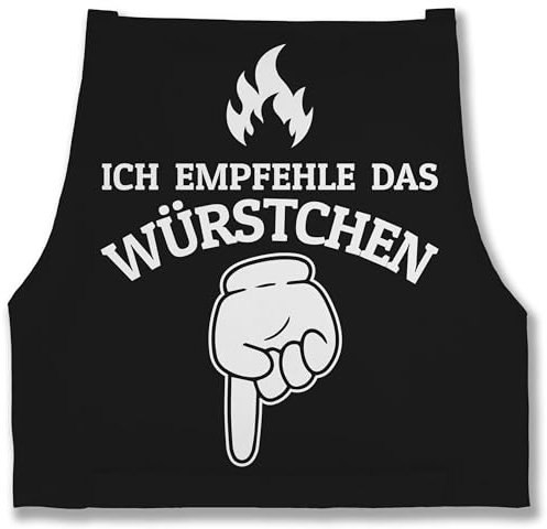 Schürze - Grillschürze Herren 1 - Ich empfehle das Würstchen - Lustiges Geschenk für Grillfans Vatertag Geburtstag Grillen - 85x69 - Schwarz - grill männer mann mit namen grillgeschenke meinen