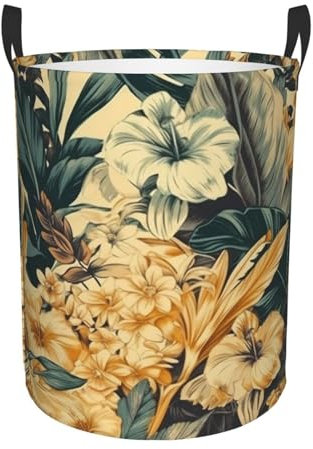 Panier à linge en feuilles de palmier lumineux - Imperméable - Pliable - Avec poignées - Pour salle de bain, chambre à coucher, dortoir