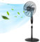 Aigostar Ventilador de Pie con 9 Aspas, Silencioso, 3 Velocidades, Oscilante 75º, Altura Ajustable de 105 a 125 cm, Ventilador Portátil, para Estancias de Hasta 35㎡, Base Estable, 60W, Nergo