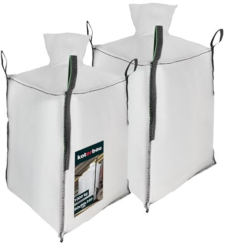 KOTARBAU® Sac Big Bag Vide, Bigbag, Big Bag Bois, Big Bag Gravat, Big Bag Jardin, Sac Gravat Chantier 90 x 90 x 160 cm 1000 kg avec trémie de vidange 2 pieces