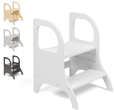 Ette Tete MIIMO • Höhenverstellbarer Tritthocker für Kleinkinder • Toilettenhocker für das Töpfchentraining (Weiß)