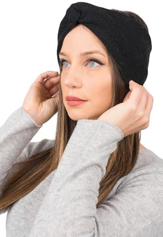 Dalle Piane Cashmere - Haarband aus Kaschmirmischung, Made in Italy, Farbe: Schwarz, Einheitsgröße