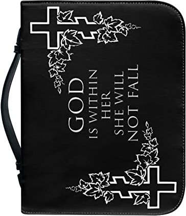 Dajingkj Bibelhülle Mit Reißverschluss Herren Damen Schwarz PU Leder Klein Bibelhülle L Bibeltasche Bibel Buchumschlag Tasche Bibel Buch Kirche Henkeltaschen
