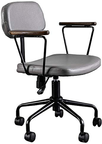Drehstuhl Bürostuhl Pu Rollhocker Retro Drehbarer Schreibtischstuhl Mit Holzarmlehne Kleiner Arbeitsstuhl Für Frauen Erwachsene Und