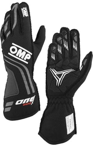 Omp Racing Handschuhe One, EVO-X MY24 FIA 8856-2018, Schwarz, Größe XS