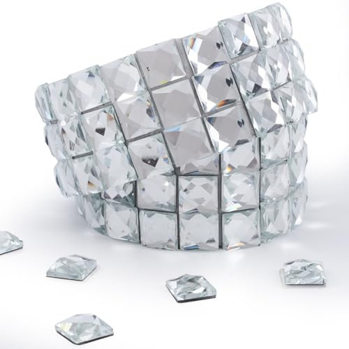 GORGECRAFT 0.9M*10mm Piastrelle Autoadesive in Vetro con Strass Argento Adesivi con Diamanti in Vetro Multisfaccettato Rotolo di Nastro Glitterato per Decorare Pareti Decorazioni per Feste Fai da Te