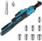 Chiave a Cricchetto a Batteria, 3/8 Batteria Cricchetto compatibile con Makita 18V, 55N.m Chiave a Cricchetto Senza Fili con LED/8 Bussole, Adattatore da 1/4, Asta di Estensione 3 (Senza Batteria)