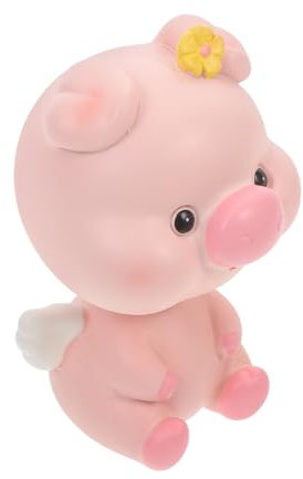 Kopfschüttelndes Schwein als Dekofigur, Rosa Kunstharz Metall, Zimmer