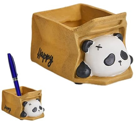WJnflQN Porte-stylos panda – Pot à crayons panda de dessin animé | Décoration papeterie d'apparence mignonne pour espace de travail, salle d'étude, chambre à coucher et école
