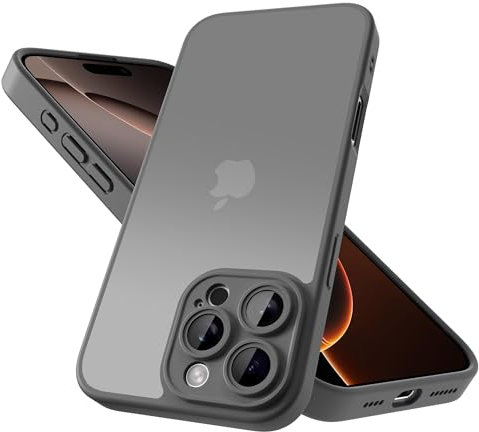 Mootobo for iPhone 16 Pro Case with Camera Lens Full Cover Protection, 10FT Military Grade Drop Protection Phone Case with Anti-Fingerprint Matte Back 6.3 inch - Grey