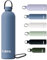 Exllena Gourde Isotherme 1l avec Poignée Pratique - Bouteille Isotherme avec 24 Heures de Conservation au 24h Froid/12h Chaud, Revêtement Anti-Dérapant - Étanche Sans BPA (Bleu Grisâtre)