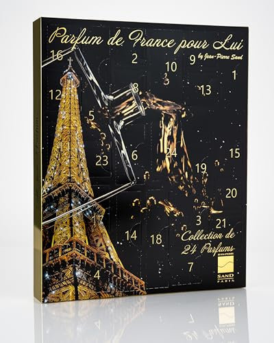 Jean-Pierre Sand - Parfum Adventskalender Parfum de France pour Lui - 24 teiliges Duftset - Beauty Geschenk für Herren vor Weihnachten 2024