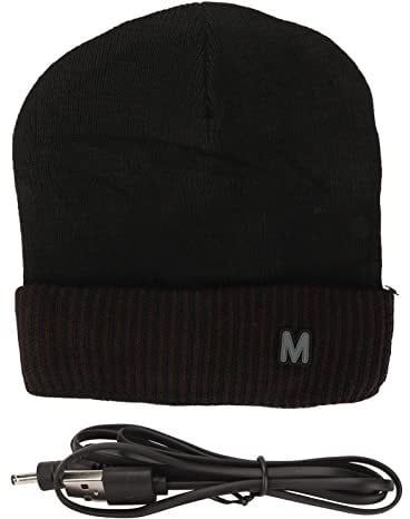 Warme Heiz-Strickmütze, USB-Lade-Strickmütze, elektrische Heizmütze, gestrickte, wärmende, beheizte Mütze kann gedehnt Werden, warme Wintermütze, geeignet für Outdoor-Aktivitäten (Tiefer Kaffeerand)