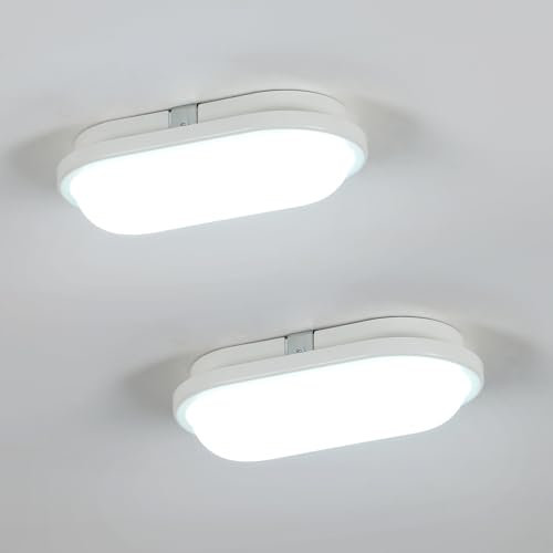 Comely Deckenlampe LED Wandleuchte Innen 2er Set, 15W 6500K, Ovale LED Lampe IP44 Wasserdicht, Flexibel Installierbar (Horizontal/Vertikal) für Wohnzimmer Küche Flur Feuchträume Keller Garage Treppe