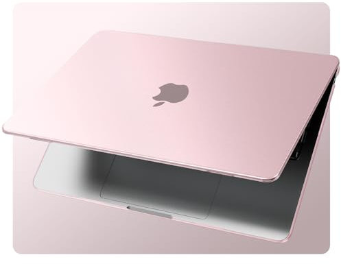 EooCoo Coque Ultra-Mince Compatible avec MacBook Air 15 Pouces M2 A2941 M3 A3114 M4 A3241 2025 2024 2023 Con Touch ID, Anti-Rayures, Housse, Étui Rigide - Rose Mat