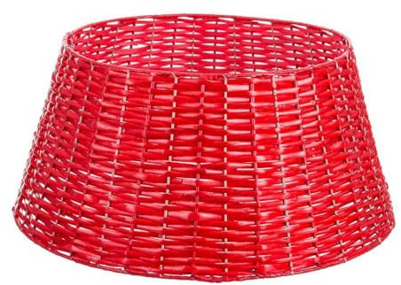 LOLAhome Cubre pie para árbol de Navidad Desmontable de Mimbre Natural Rojo